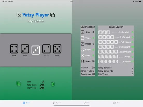 Yatzy Player iPad  স্ক্রিনশট