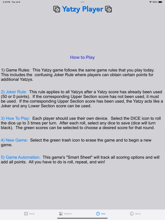 Yatzy Player iPad  স্ক্রিনশট