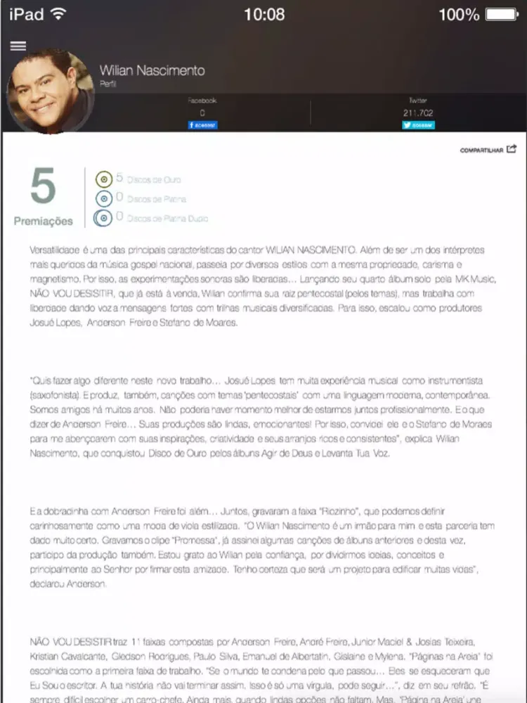 Wilian Nascimento - Oficial iPad 应用截图