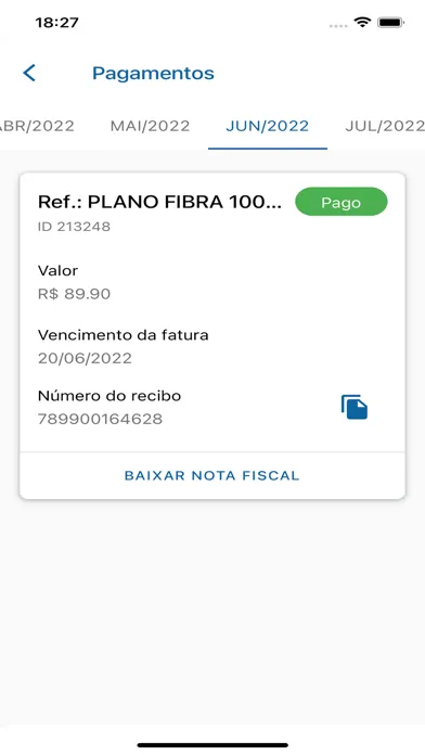 Capturas de tela do APP CNT Fiber