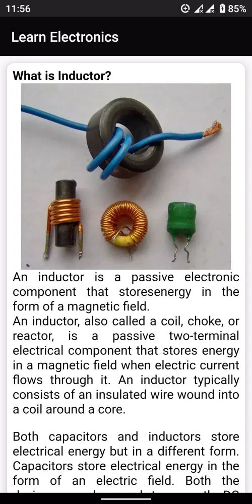 Capturas de tela do Electronics Component Guide