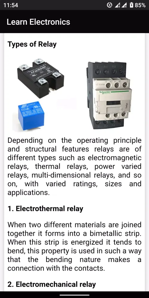 Capturas de tela do Electronics Component Guide