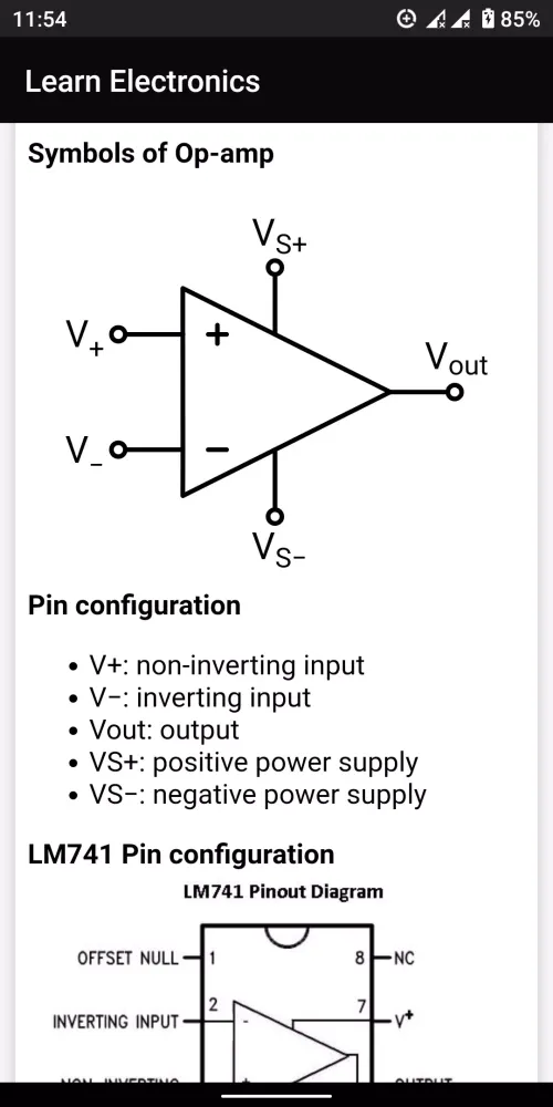 Capturas de tela do Electronics Component Guide