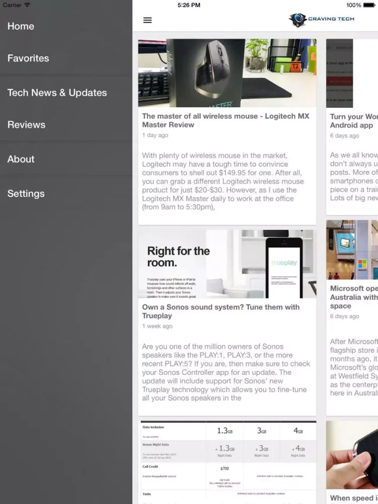 Capturas de pantalla de Craving Tech iPad 