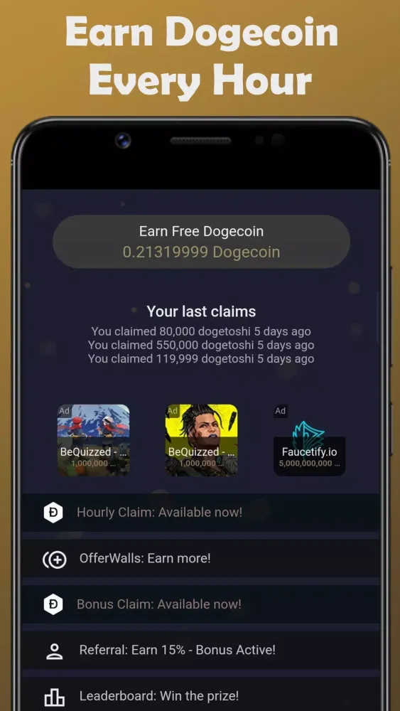 Capturas de pantalla de Earn Dogecoin