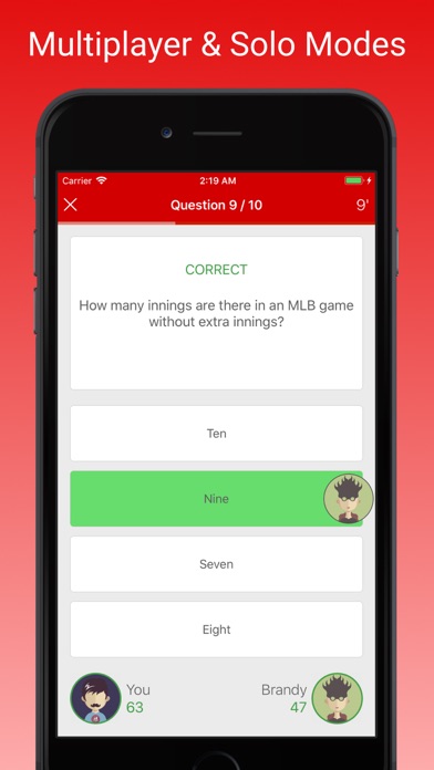 Zrzuty ekranu MLB Fan Quiz