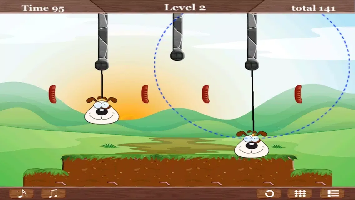Capturas de tela do Rope and Sausage Challenge- Feed the Hungry Baby Puppy