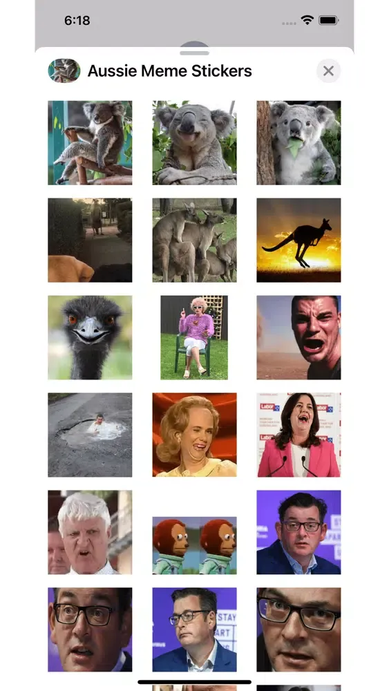 Capturas de pantalla de Aussie Meme Stickers