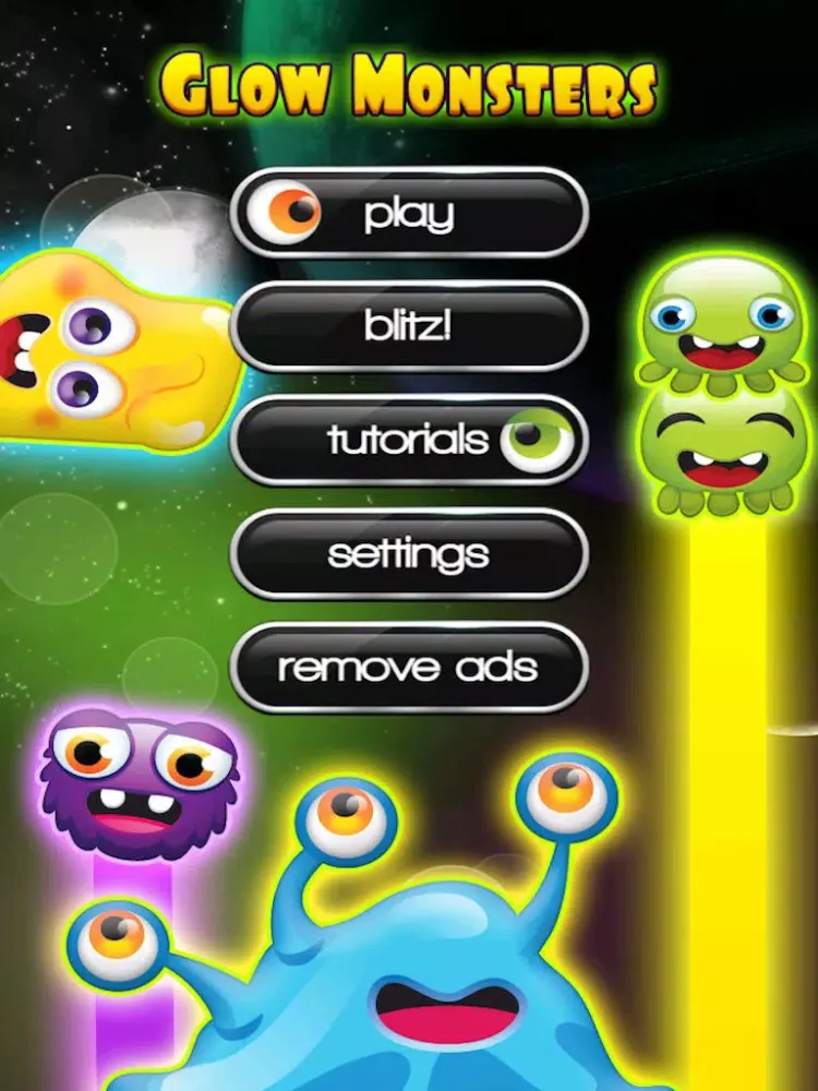 Capturas de tela do Baby Monster Glow Space Link! - Neon Bridge Matching Puzzle iPad 