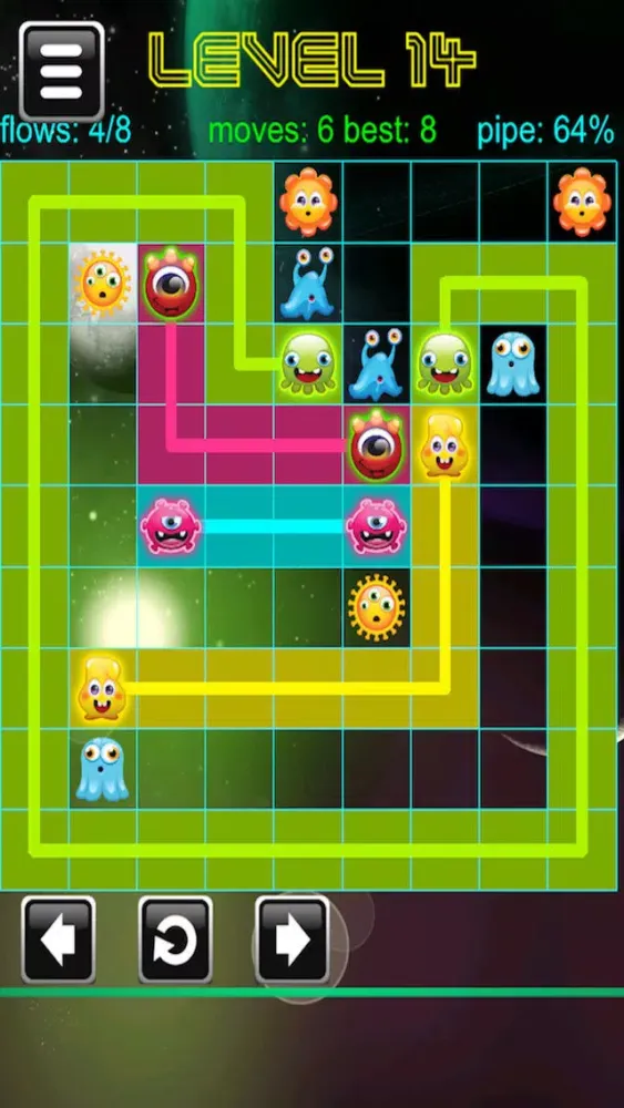Capturas de tela do Baby Monster Glow Space Link! - Neon Bridge Matching Puzzle