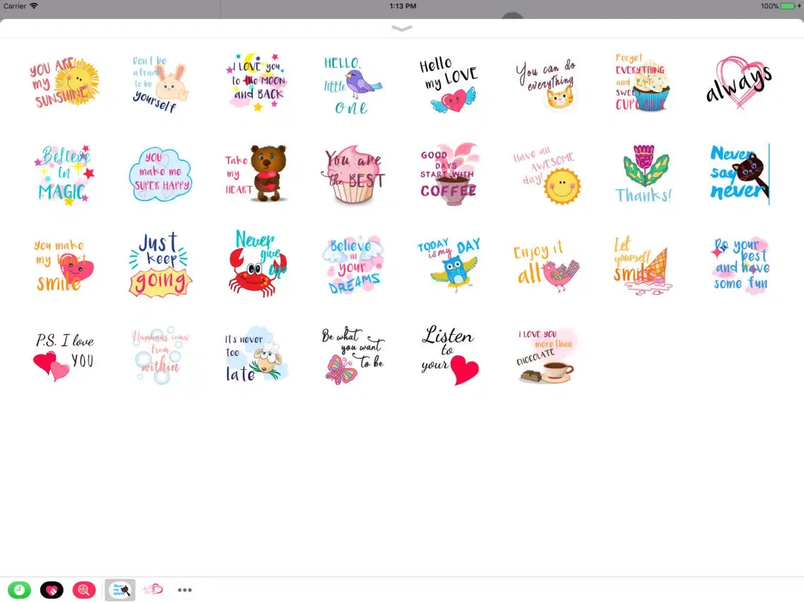 Captures d'écran de Happy stickers and quotes iPad 