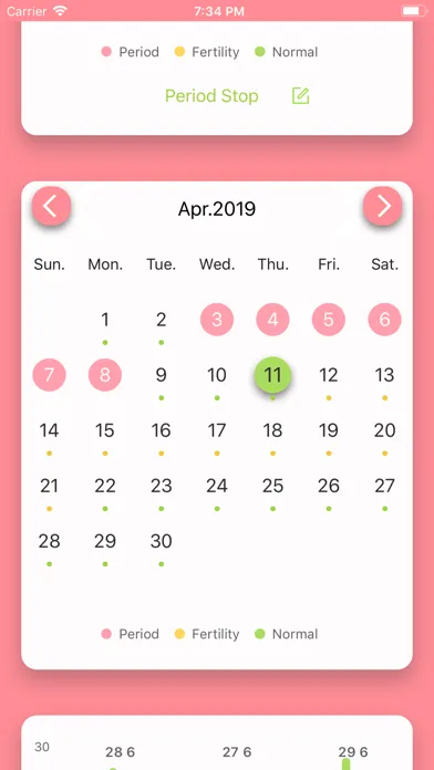 MMD Period Tracker Calendar Screenshots