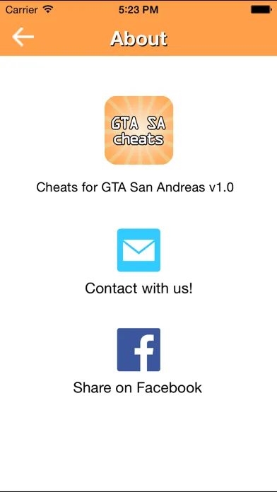 Capturas de tela do Cheats for GTA SA