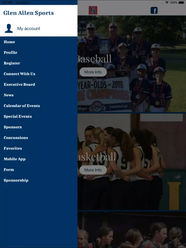 Capturas de tela do Glen Allen Sports iPad 
