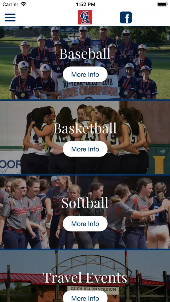 Capturas de tela do Glen Allen Sports