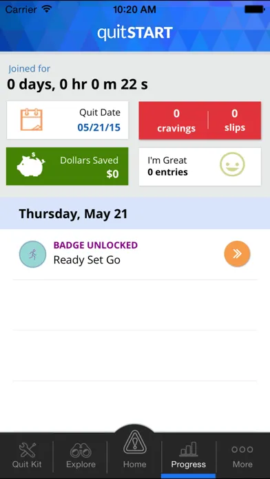Capturas de tela do quitSTART - Quit Smoking