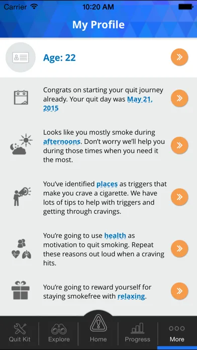Capturas de tela do quitSTART - Quit Smoking