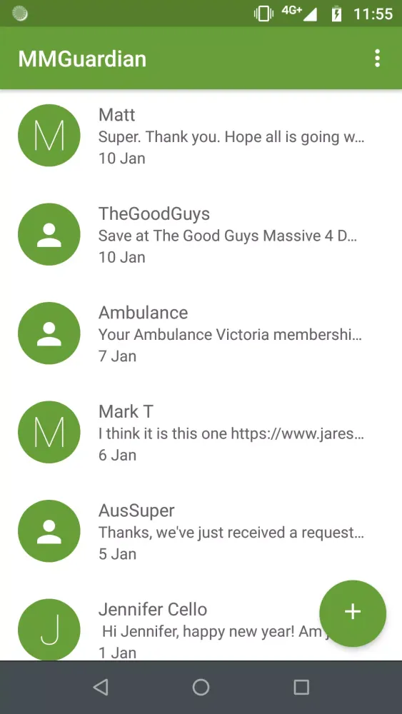 MMGuardian Messaging App Screenshots