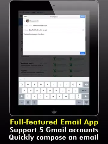 Capturas de tela do Safe Mail for Gmail Free : secure and easy email mobile app with Touch ID to access multiple Gmail and Google Apps inbox accounts iPad