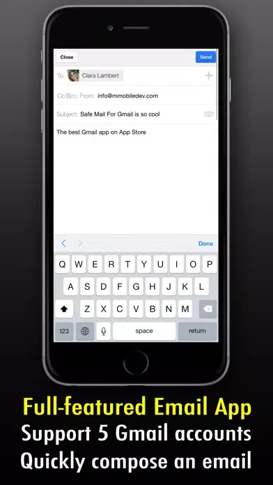 Capturas de tela do Safe Mail for Gmail Free : secure and easy email mobile app with Touch ID to access multiple Gmail and Google Apps inbox accounts
