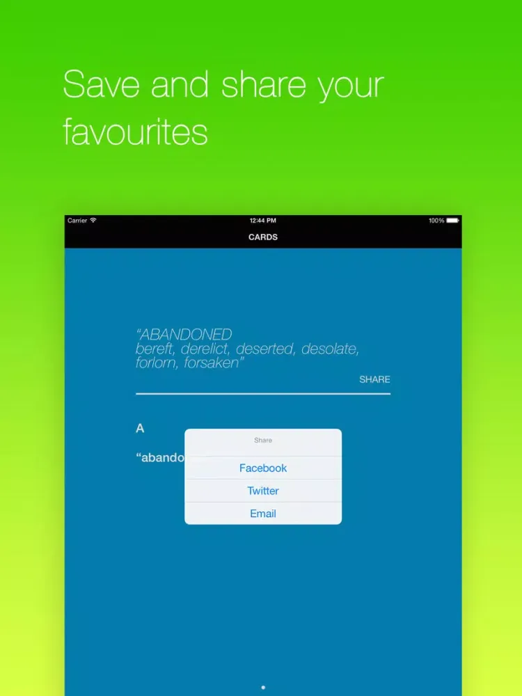 Ảnh chụp màn hình của Roget's Unabridged Thesaurus iPad 