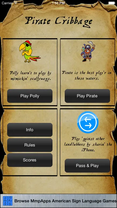 Capturas de tela do Pirate Cribbage