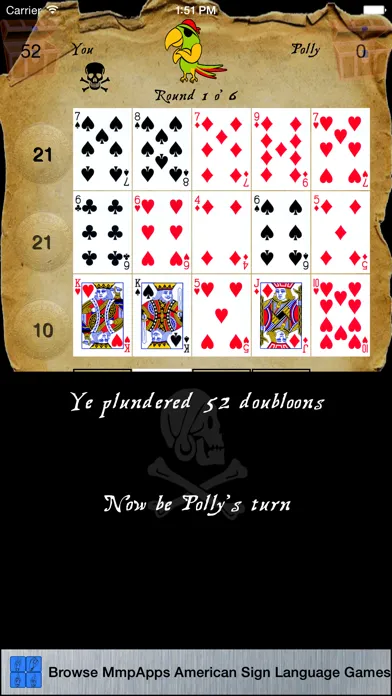 Capturas de tela do Pirate Cribbage