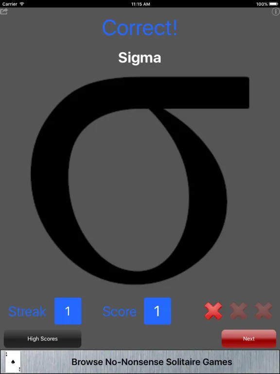 3Strike Greek Alphabet iPad  Screenshots