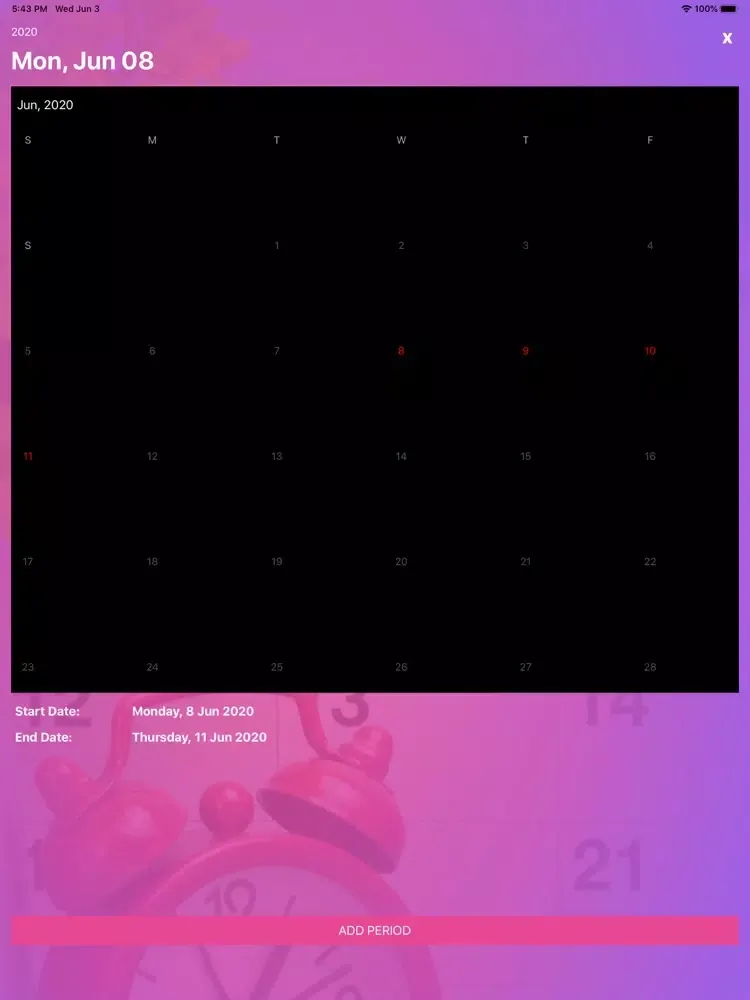 تصاویر Period track app iPad 