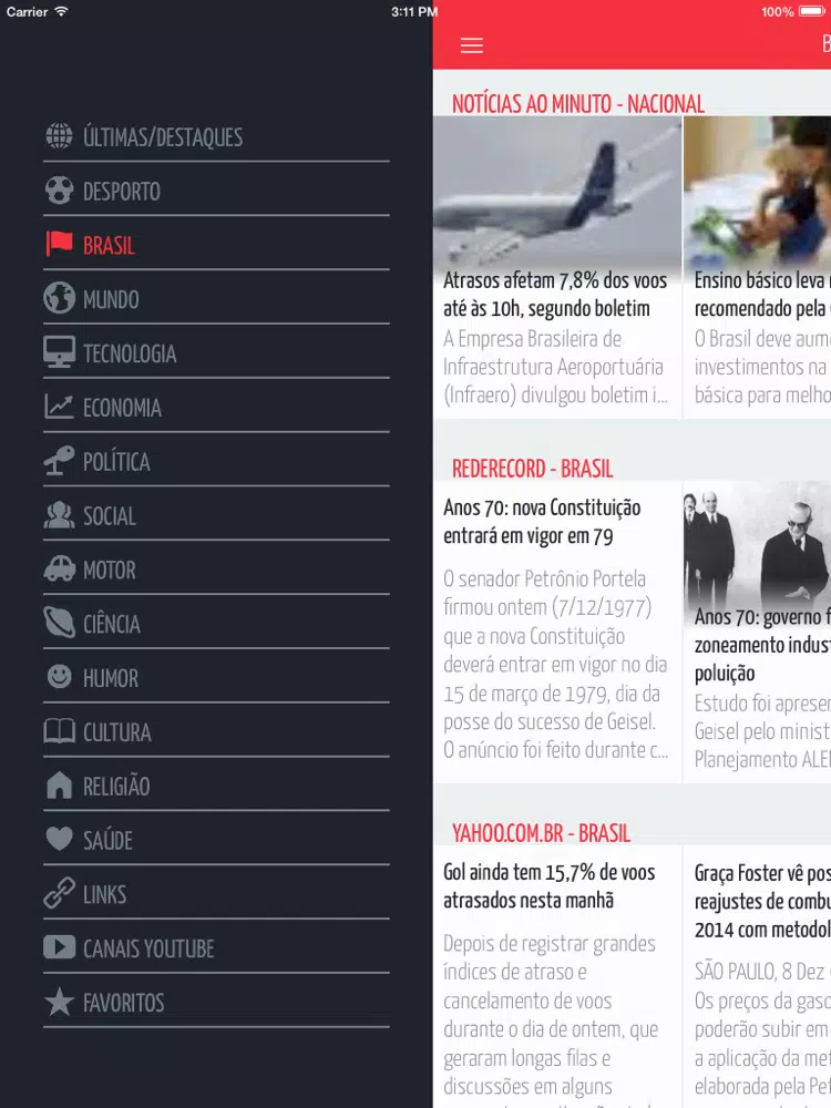 NewsAddicts Brasil FREE - Tudo o que lhe interessa sobre o Brasil e o Mundo iPad  سکرین شاٹس