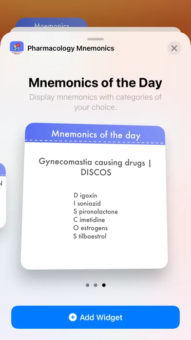 Zrzuty ekranu Pharmacology Mnemonics - Tips