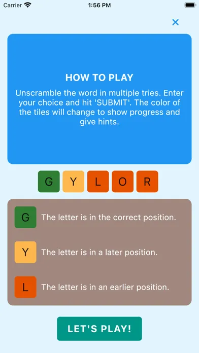 Captures d'écran de eXcramble Word Scramble Games