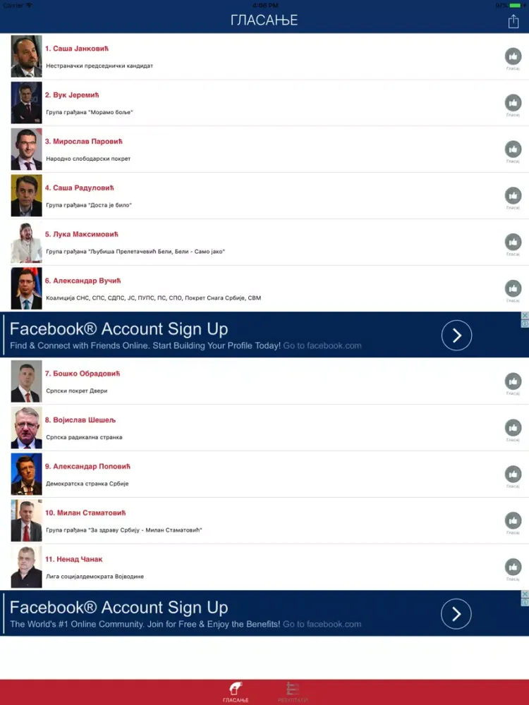 Captures d'écran de Srbija Izbori 2017 iPad 