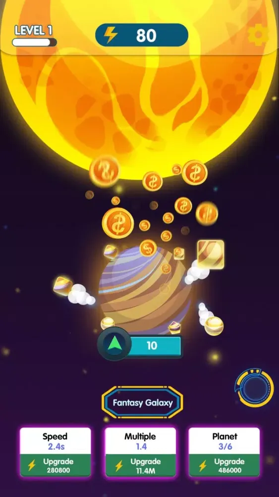 Capturas de tela do Galaxy Idle 2019