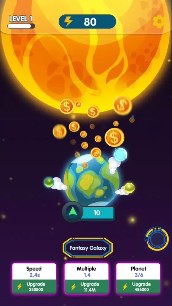Capturas de tela do Galaxy Idle 2019