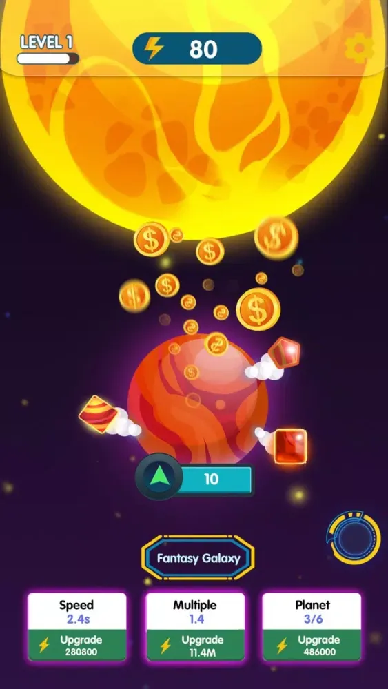 Capturas de tela do Galaxy Idle 2019