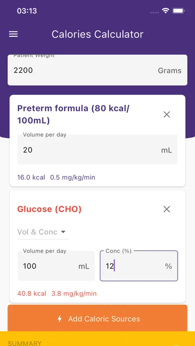 Dextrose Calc - GIR Calculator Screenshots
