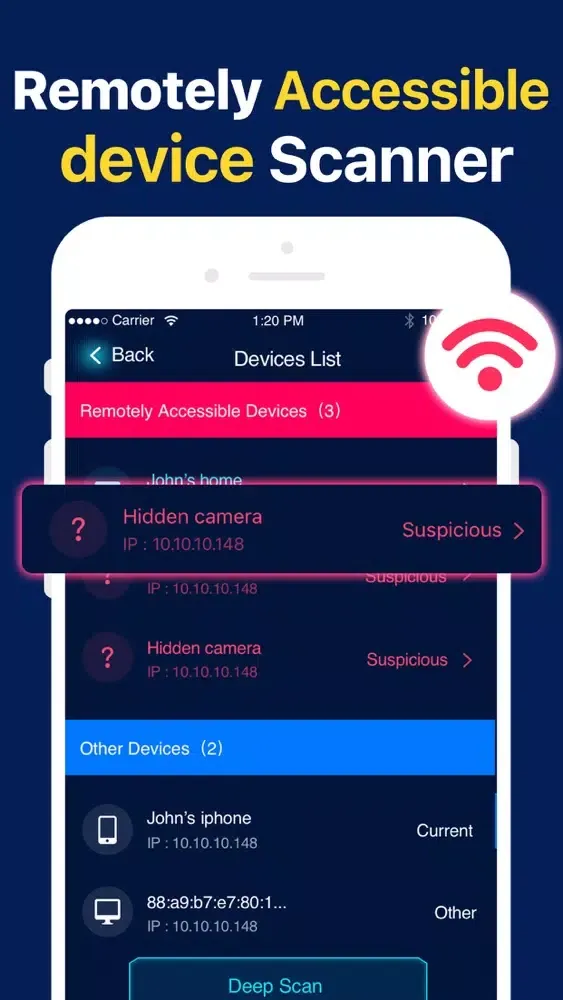 Tangkapan skrin AI Detect Spy Camera