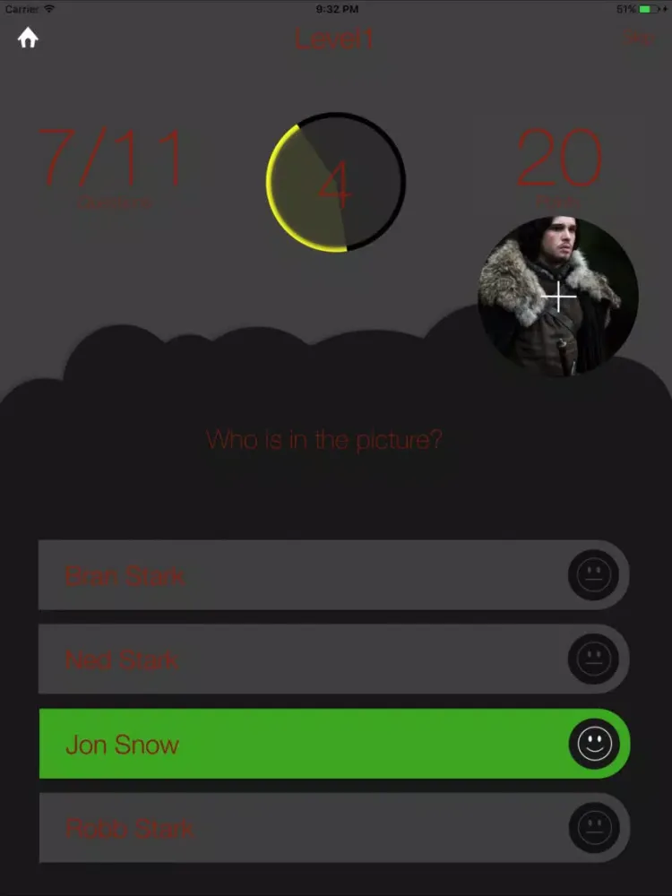 Ảnh chụp màn hình của Trivia for Game of Thrones-Fan iPad 