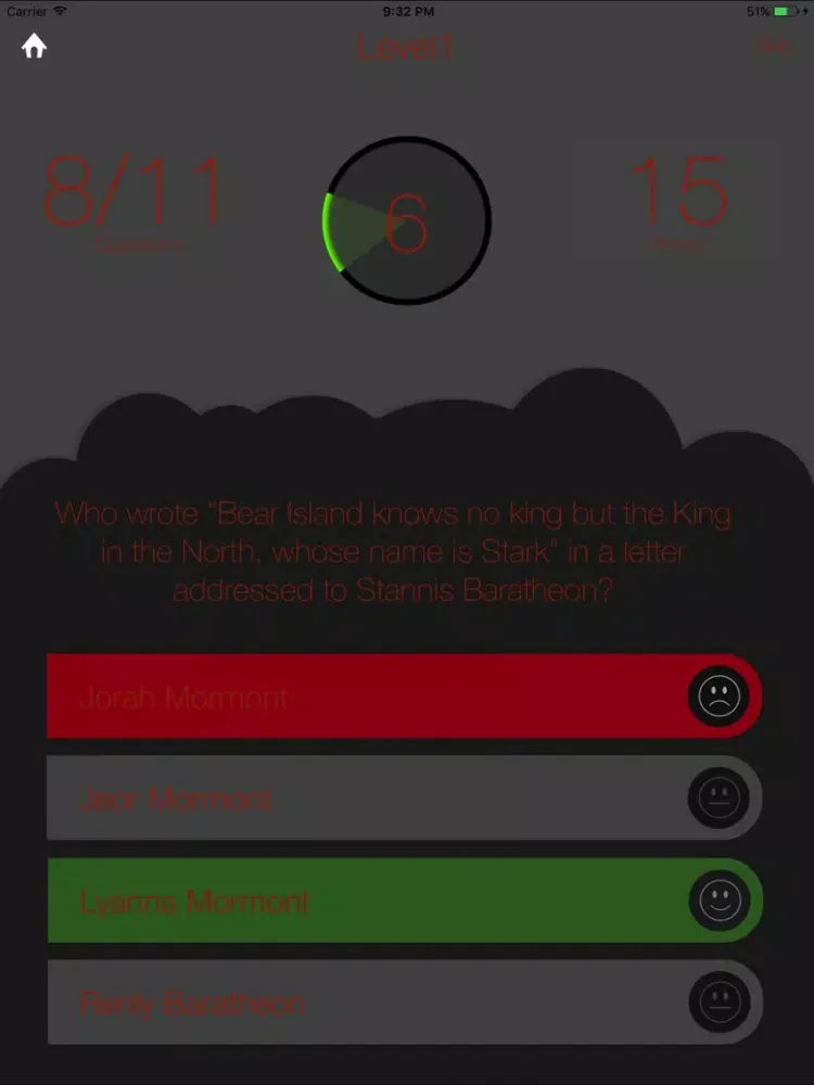 Ảnh chụp màn hình của Trivia for Game of Thrones-Fan iPad 