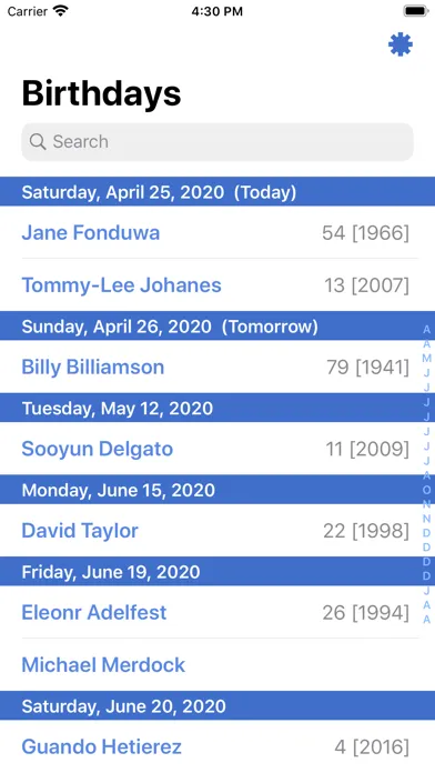 Скриншоты Today's Birthdays