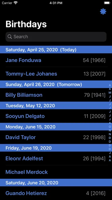 Скриншоты Today's Birthdays