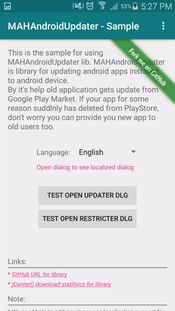 Capturas de pantalla de AndroidAppUpdater - Sample