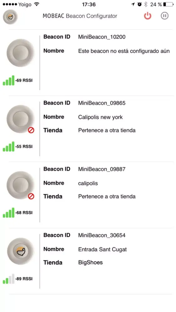 Ảnh chụp màn hình của Mobeac Beacon Configurator
