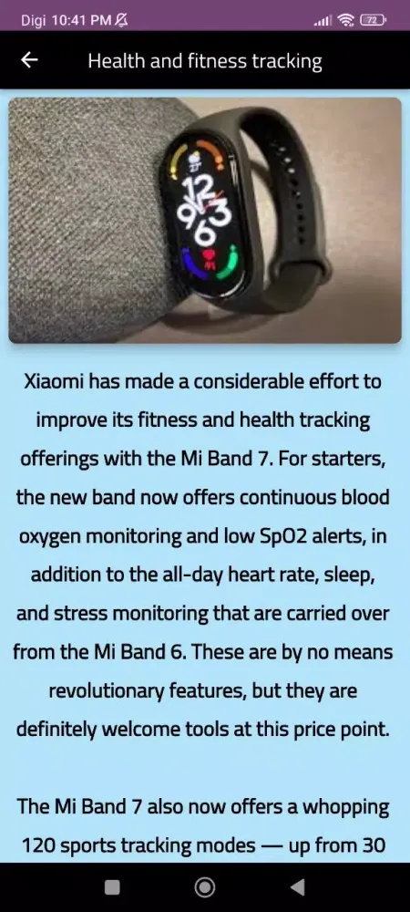 ภาพหน้าจอของ Xiaomi Smart band 7