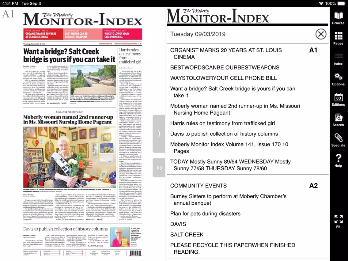 Moberly Monitor-Index eEdition iPad  Screenshots
