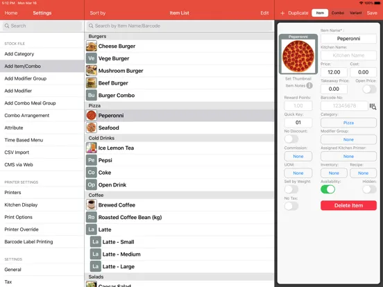 Ảnh chụp màn hình của Mobi POS - Point of Sale iPad 