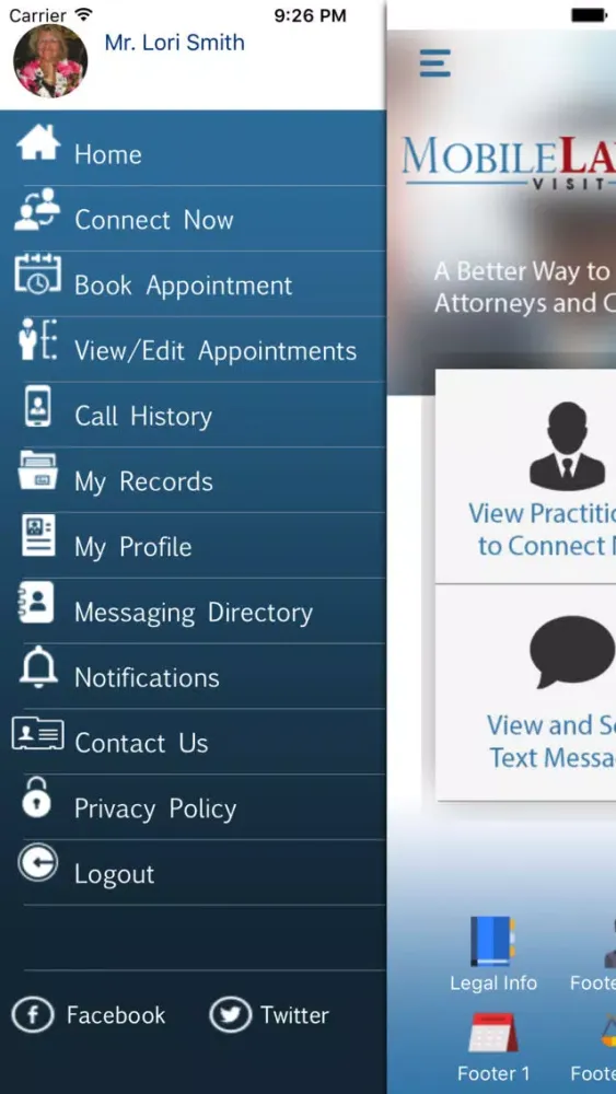 Mobile Lawyer Visit Screenshots