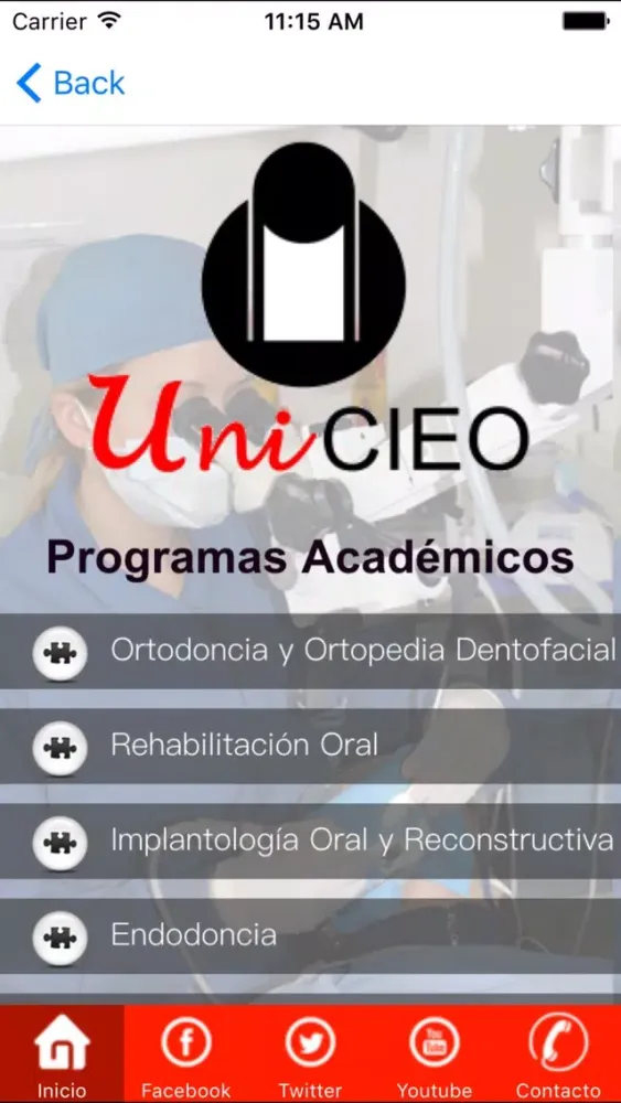 Screenshot di UniCIEO