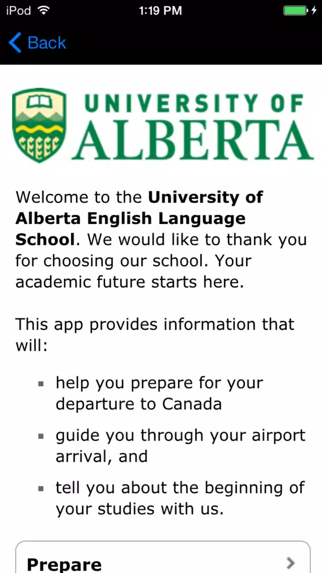Tangkapan layar UAlberta ELS Arrival